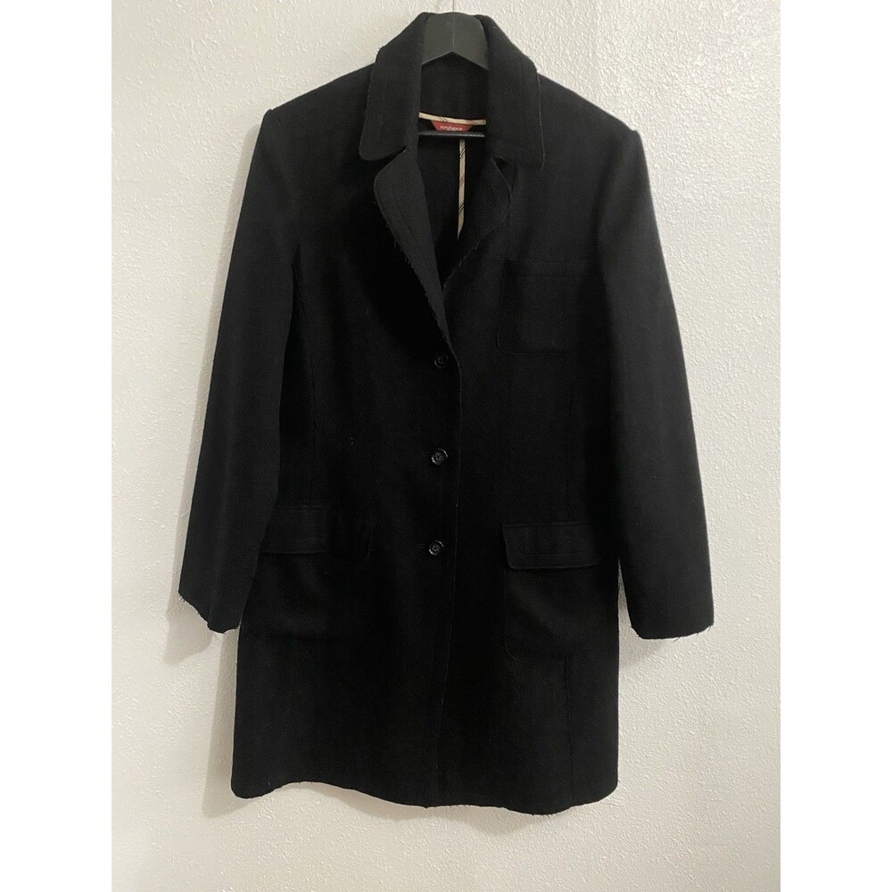 Sundance Women’s Tea & Toast Black Wool Modern Mid Length Trench Pea Coat L